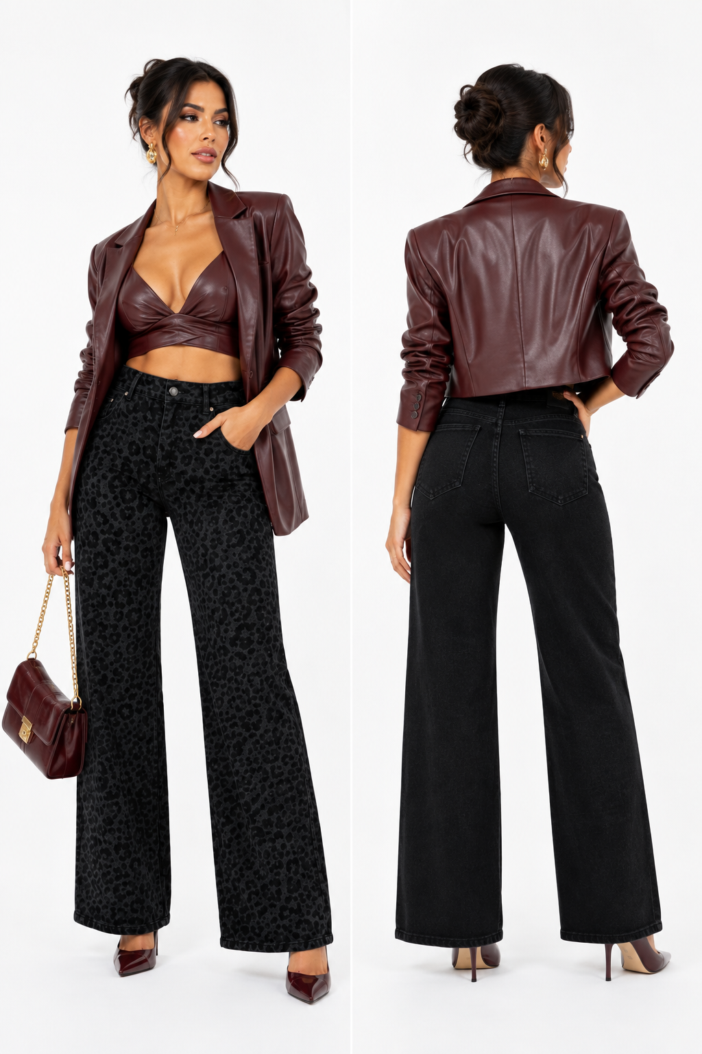 Jean negro animal print