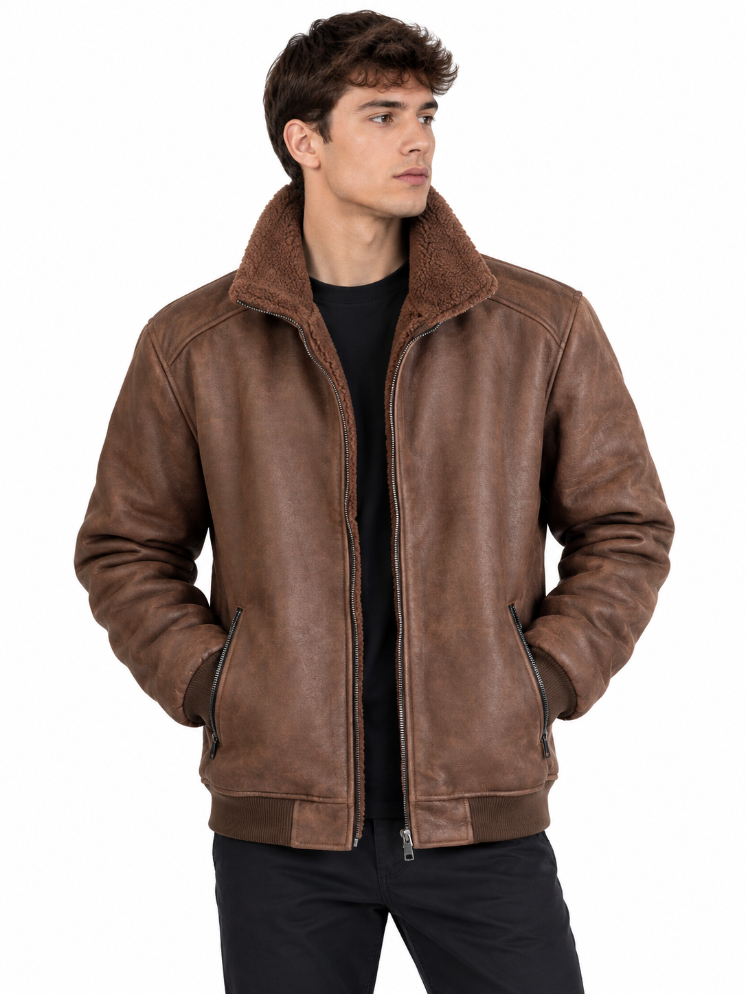 Chaqueta Cuerina Cuello Borrego