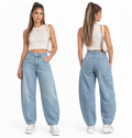 Jean Barrel Fit Tono Claro
