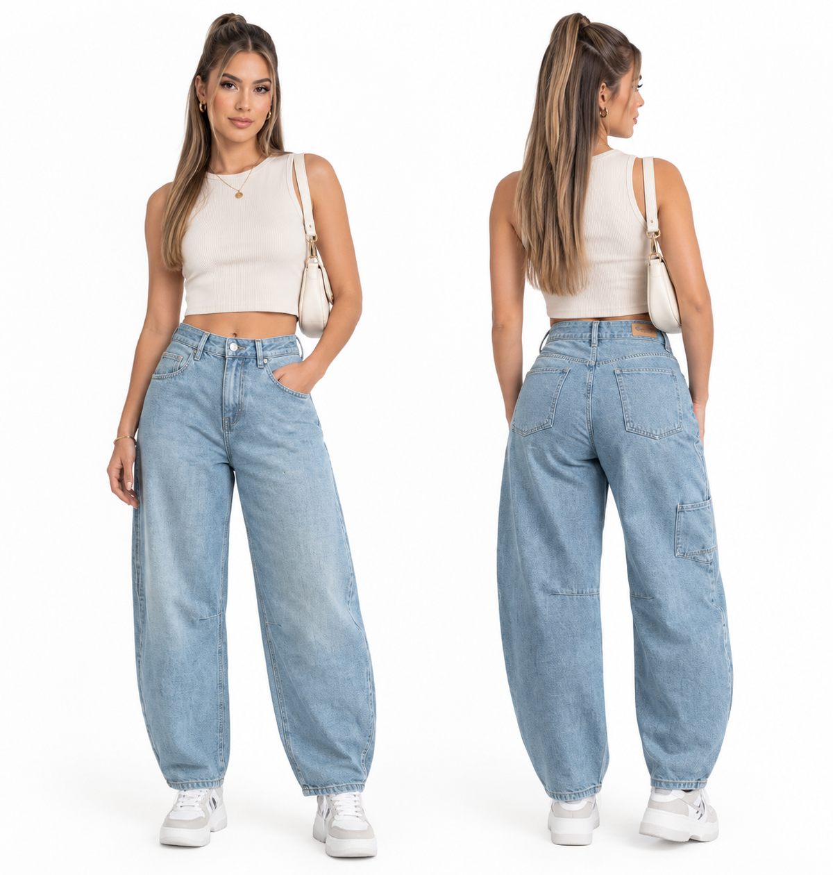 Jean Barrel Fit Tono Claro